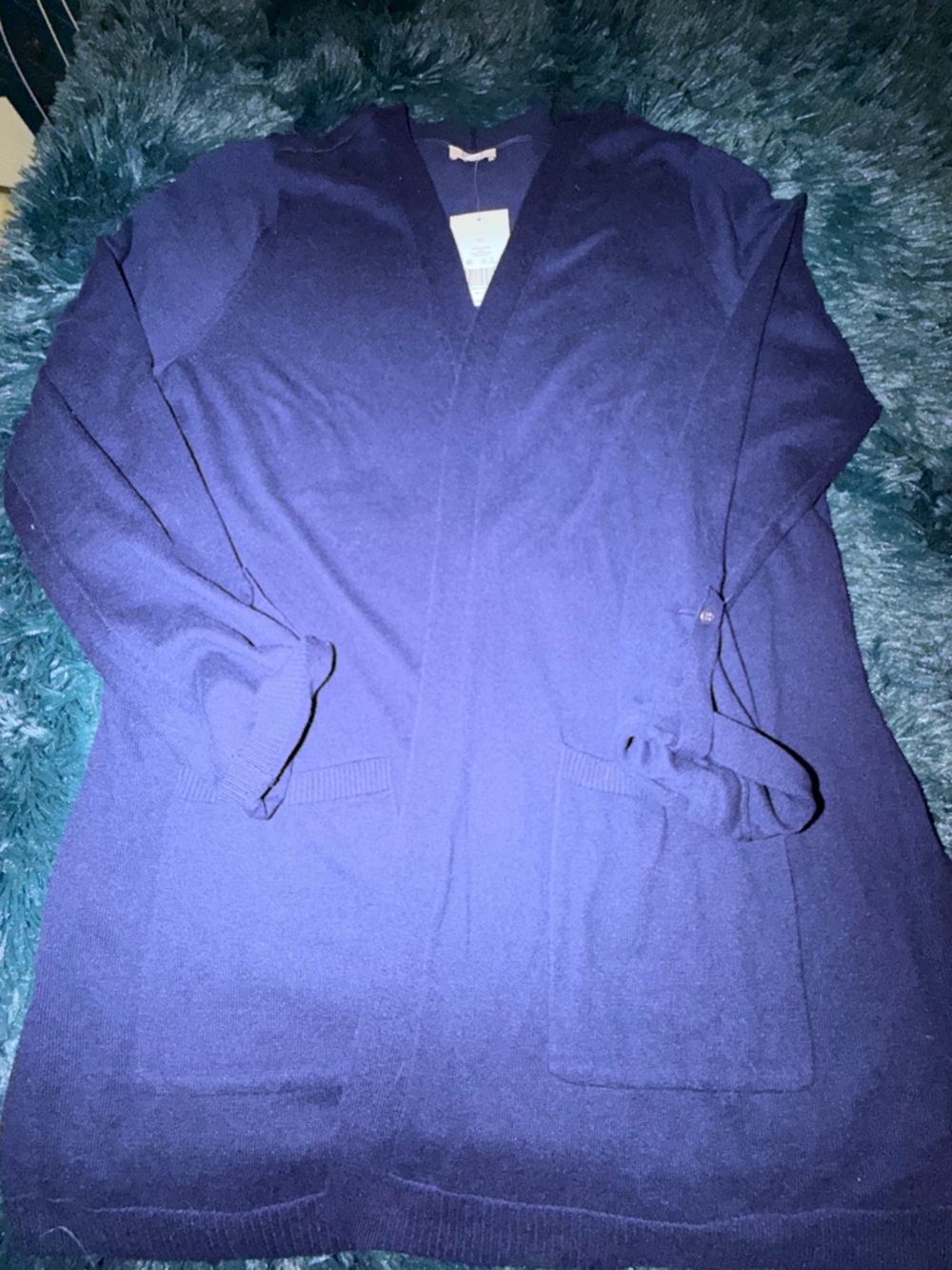 Cozy Open-Front Navy Cardigan